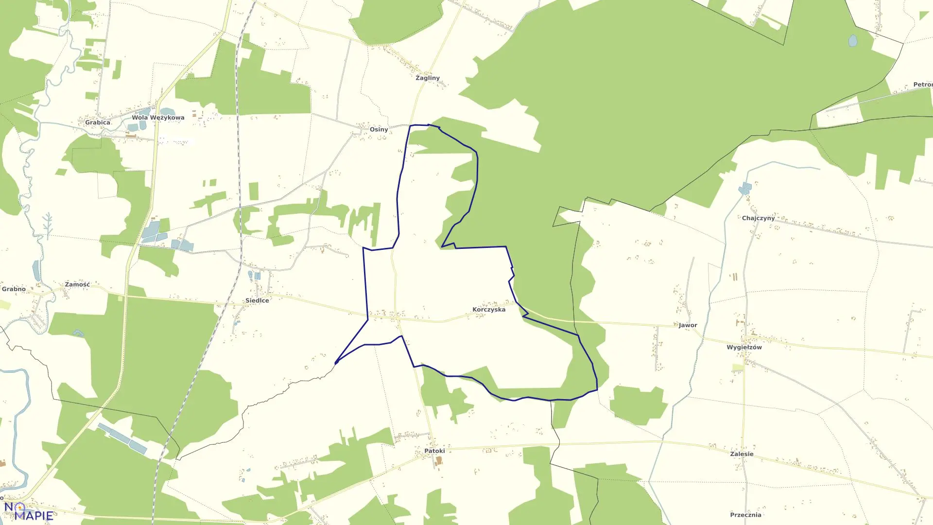 Mapa obrębu KORCZYSKA w gminie Sędziejowice