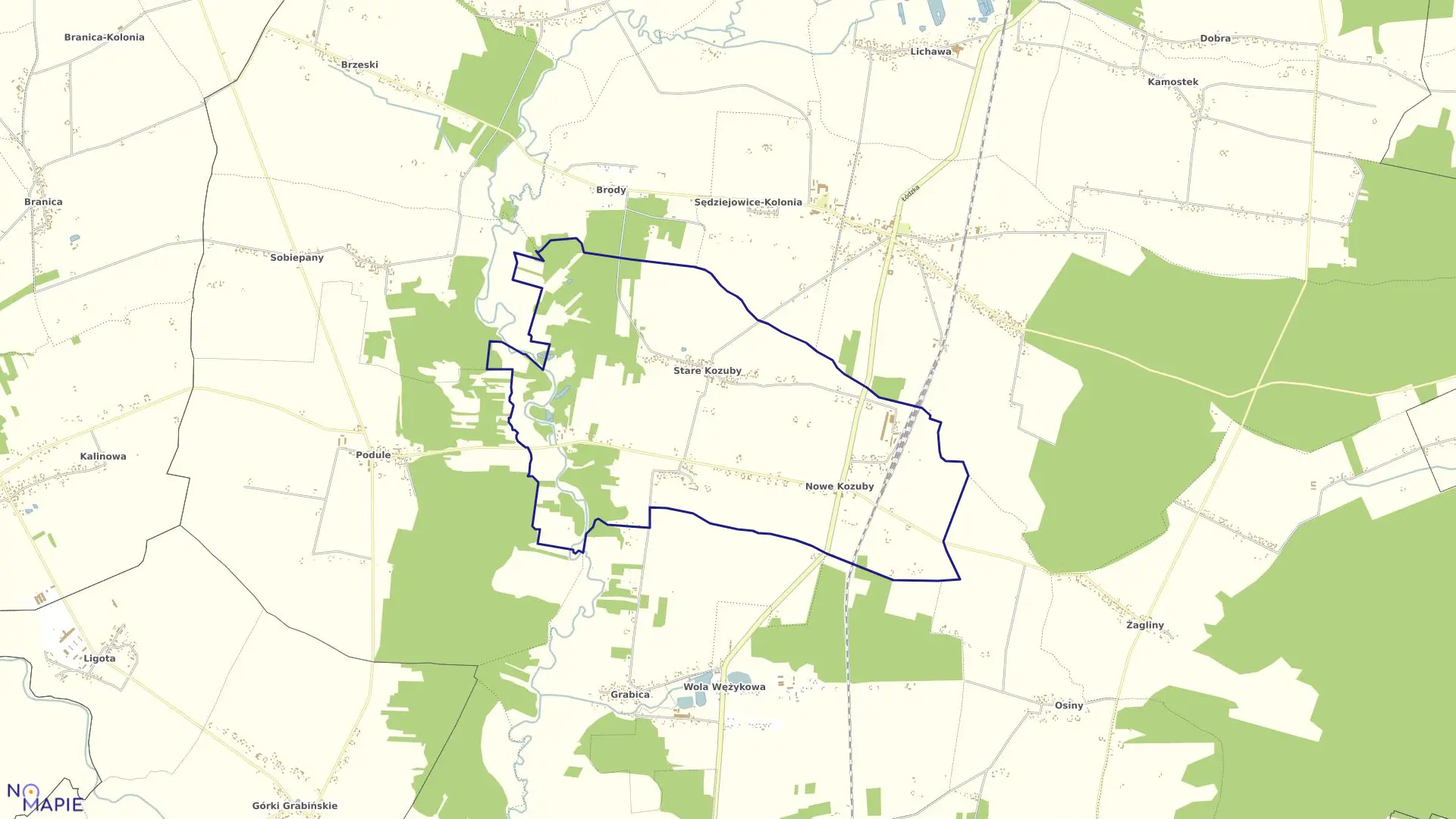 Mapa obrębu KOZUBY STARE I NOWE w gminie Sędziejowice