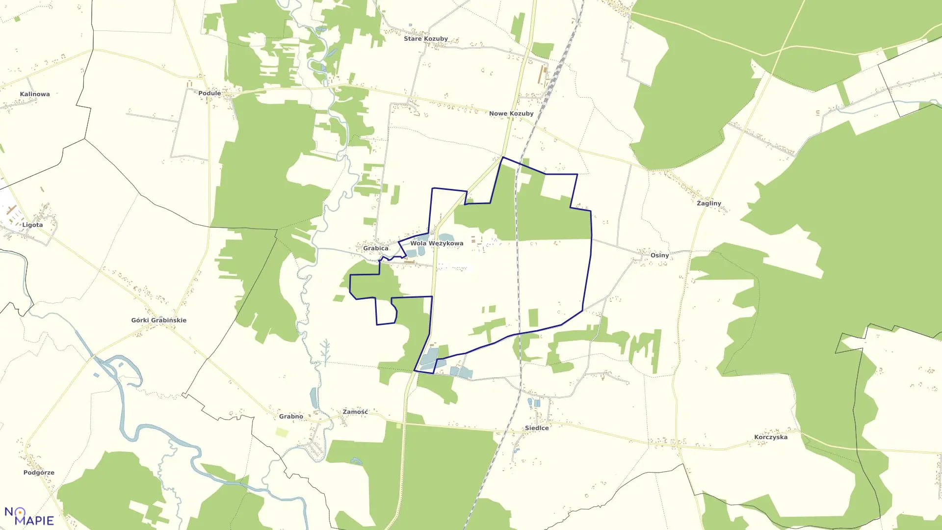 Mapa obrębu WOLA WĘŻYKOWA w gminie Sędziejowice