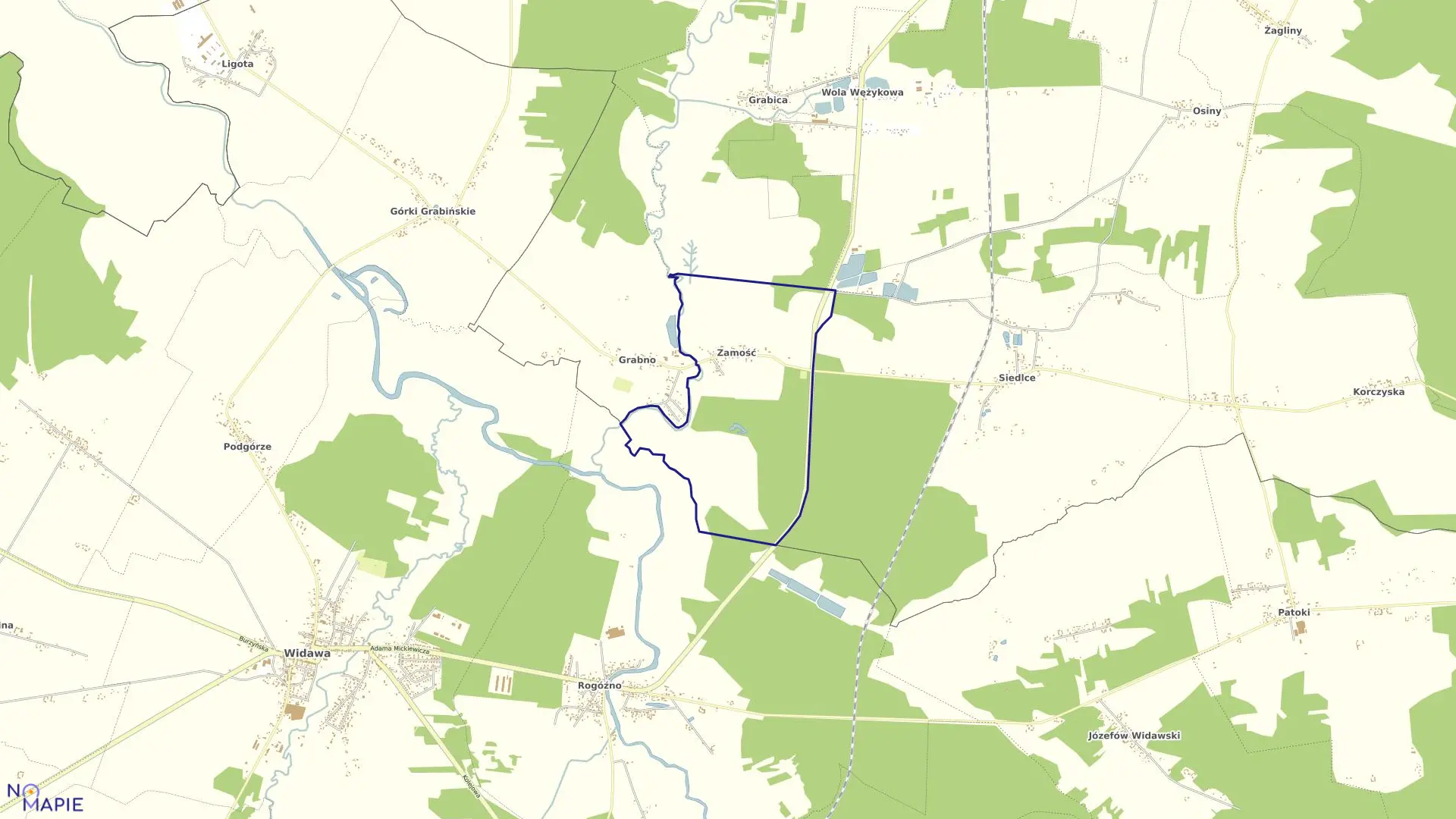 Mapa obrębu ZAMOŚĆ w gminie Sędziejowice